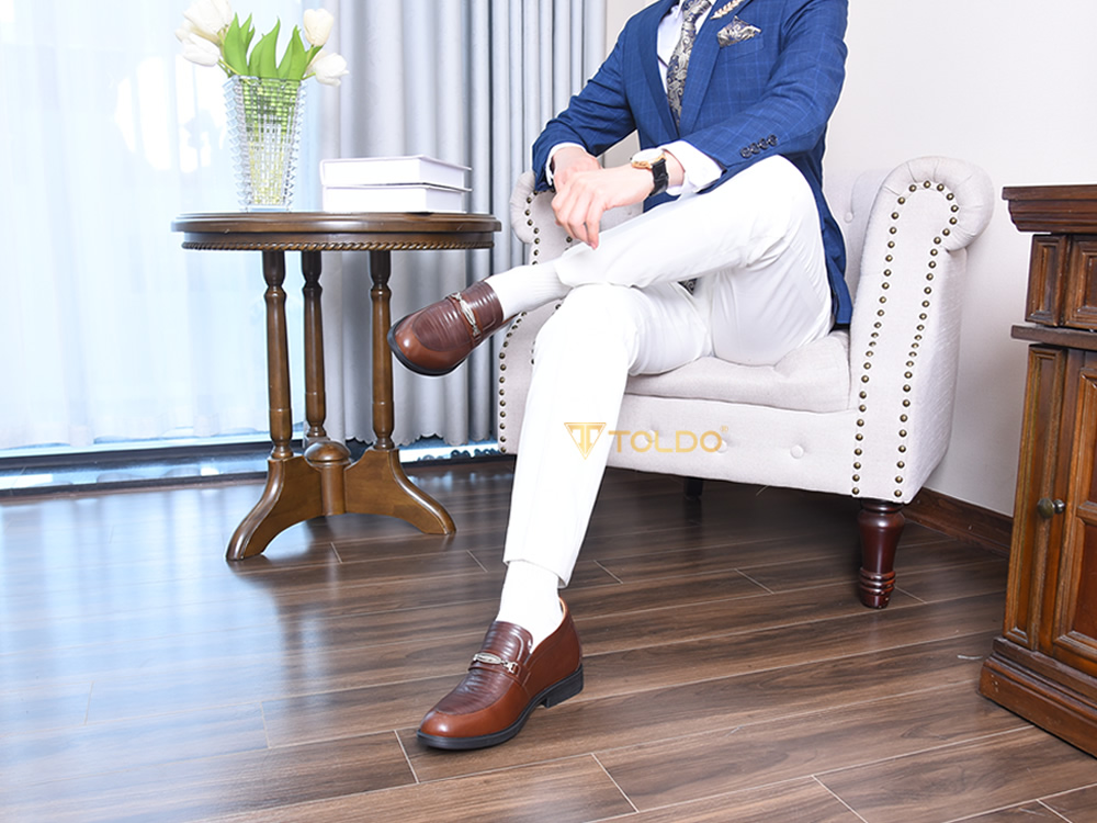 Giày lười tăng 8cm chiều cao da thật